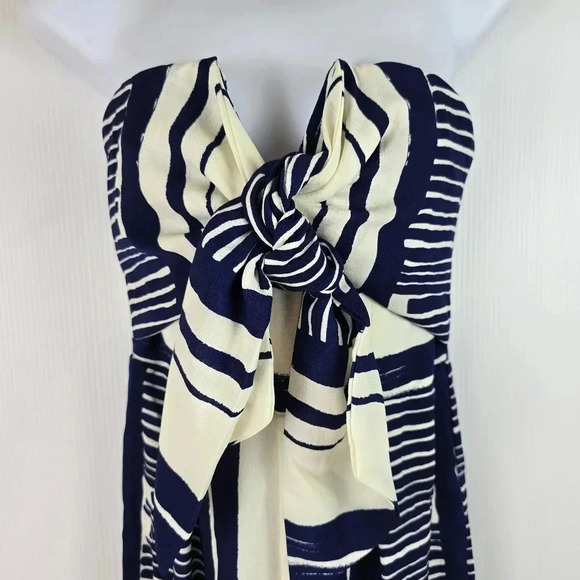 NWT Lulus Delphi Blue and White Striped Tie-Front Strapless Jumpsuit Size Small - Picture 8 of 14